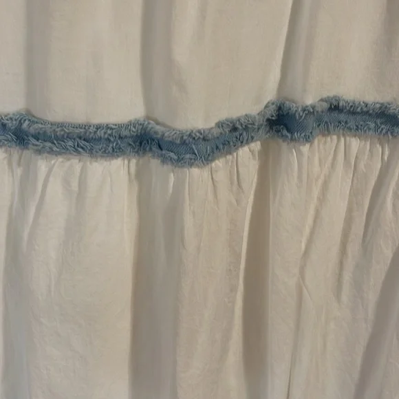 SOLD - Sexy Frayed Denim and White Cotton Sundress - Picture 8 of 12